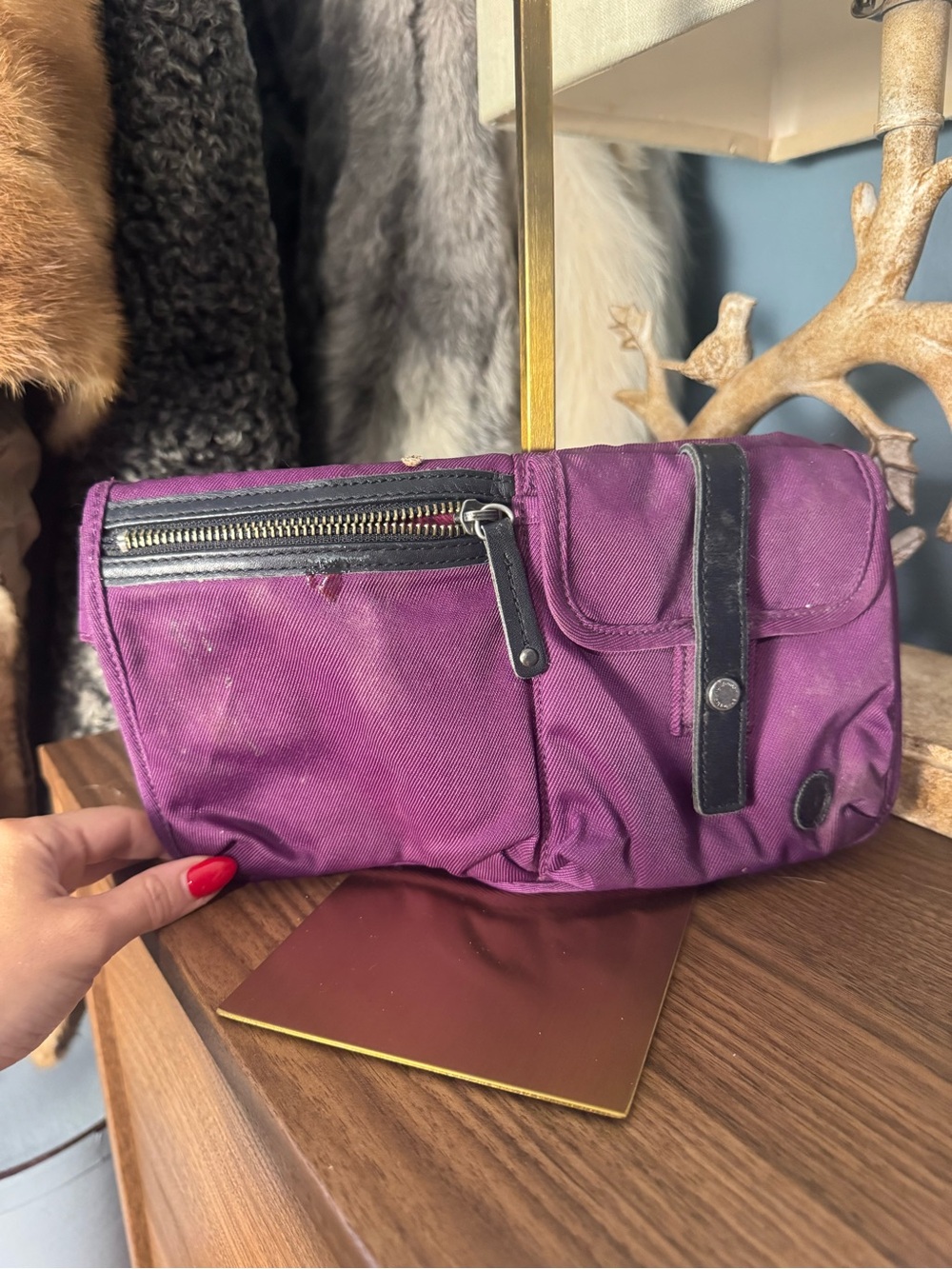 Lululemon Purple Fanny pack bum bag Canvas Crossbody Bag with Front Pockets